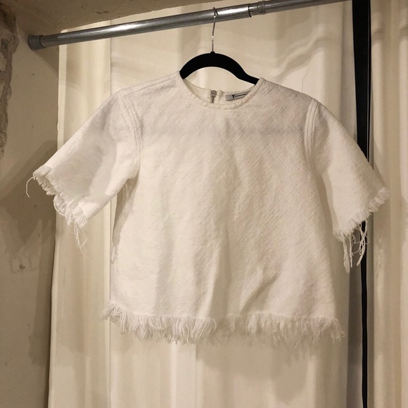 T by Alexander Wang Frayed White T-Shirt - Picture 2 of 5